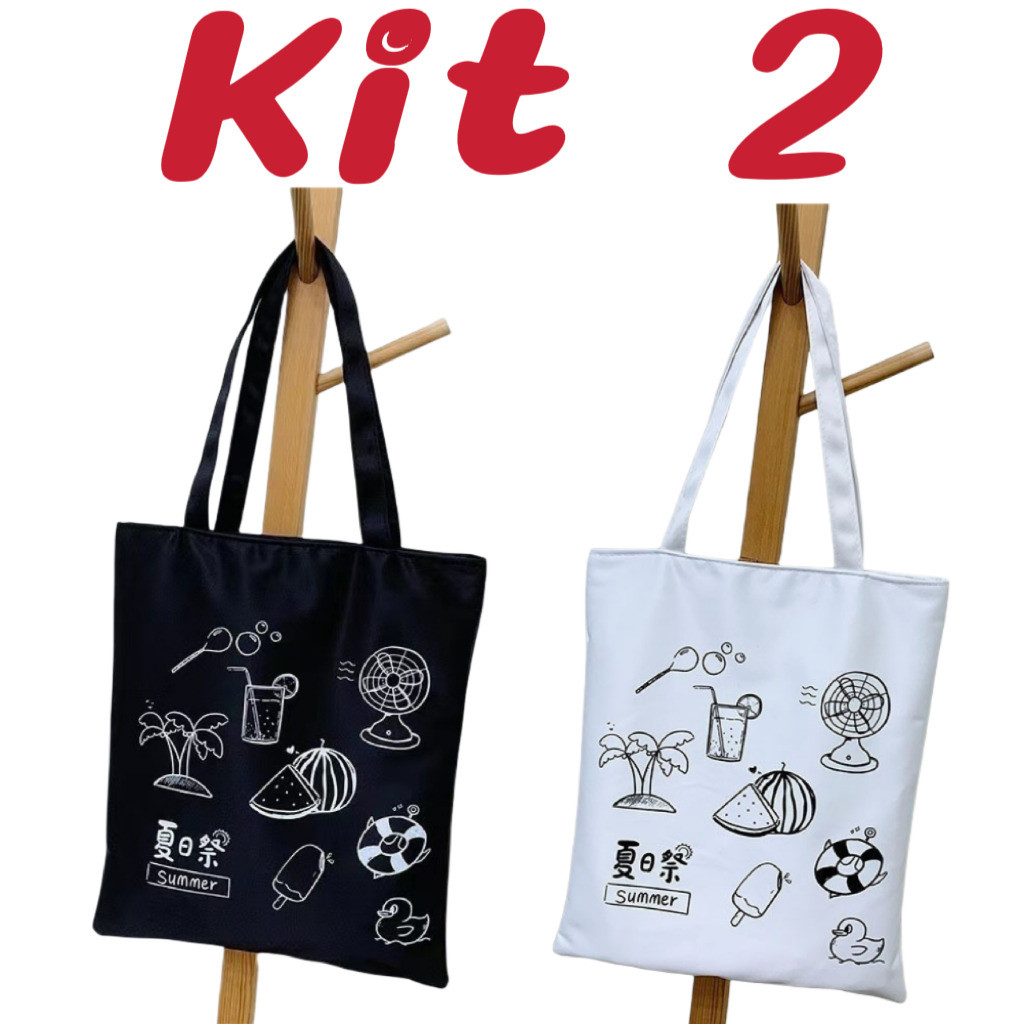 Kit 2 Bolsa de ombro de grande capacidade com diversas estampas em Oferta na Shopee