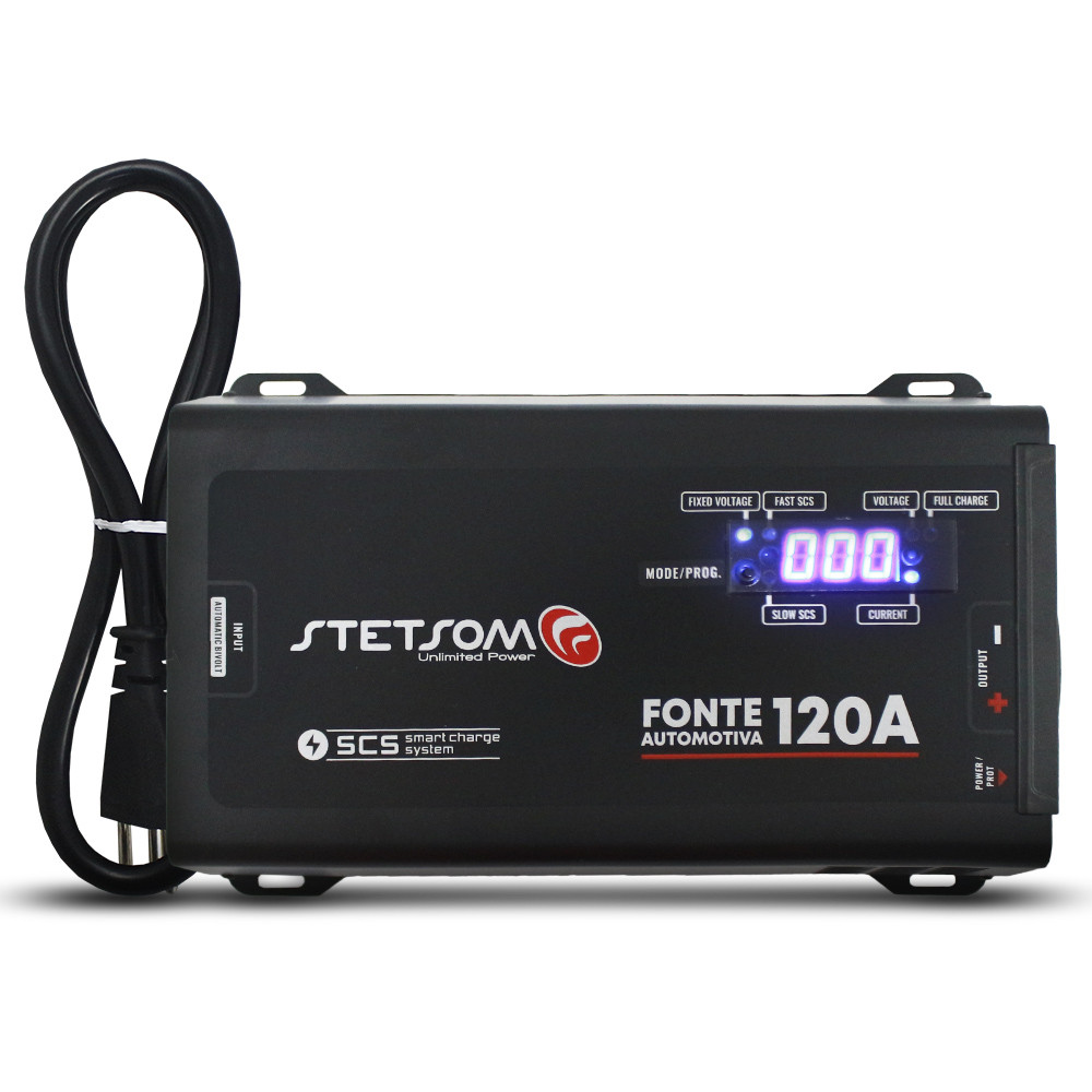 Fonte Automotiva Stetsom 120-a Bivolt Digital 12v SCS Voltímetro Amperímetro Smart Charger em Oferta na Shopee
