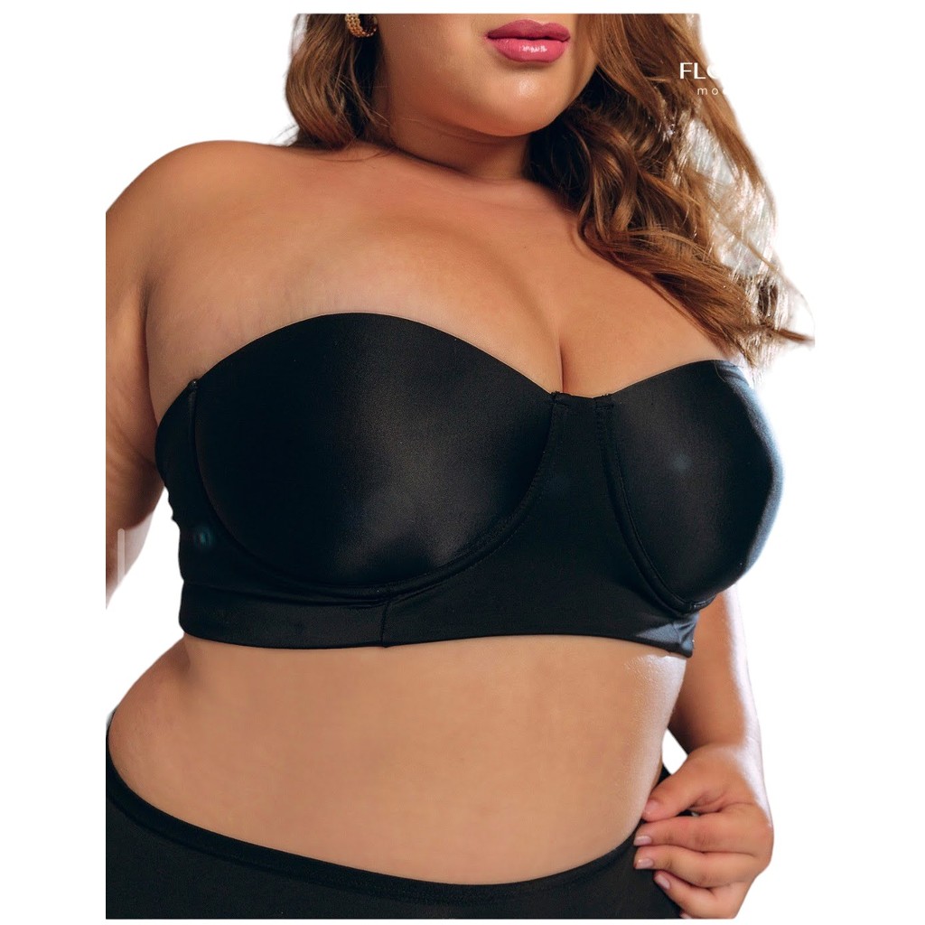 SUTIÃ BUSTIÊ TOMARA QUE CAIA PLUS SIZE REFORÇADO LAT. DUPLA