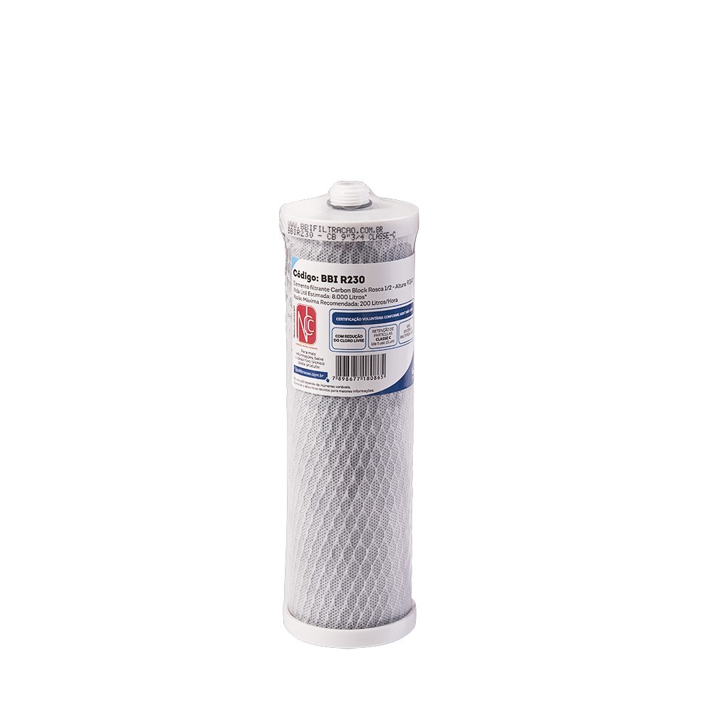 Refil BBI R230 9.3/4 Rosca Carbon Block Compativel Igatu 888 Rosca,FIT 9”3/4 Planeta Água e Outros*