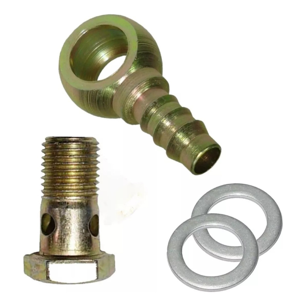 Olhal Banjo + Parafuso Oco 16mm X Tubo Nylon 12x9mm Diesel