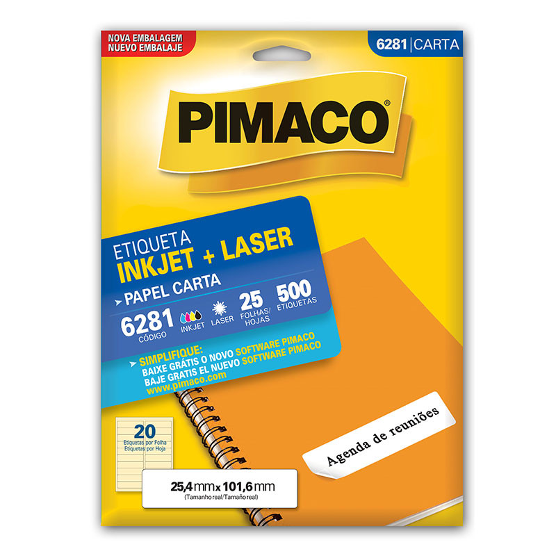Etiqueta inkjet/laser carta 6281 com 25 folhas Pimaco - Stationery