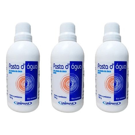 Kit Com 3 Pasta D'água 100g Uniphar 25% De Óxido De Zinco