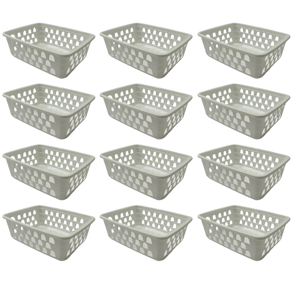 Kit 12 Cestos Organizador Multiuso Médio Empilhável Armário Gaveta Lavanderia 20x16x6 em Oferta na Shopee