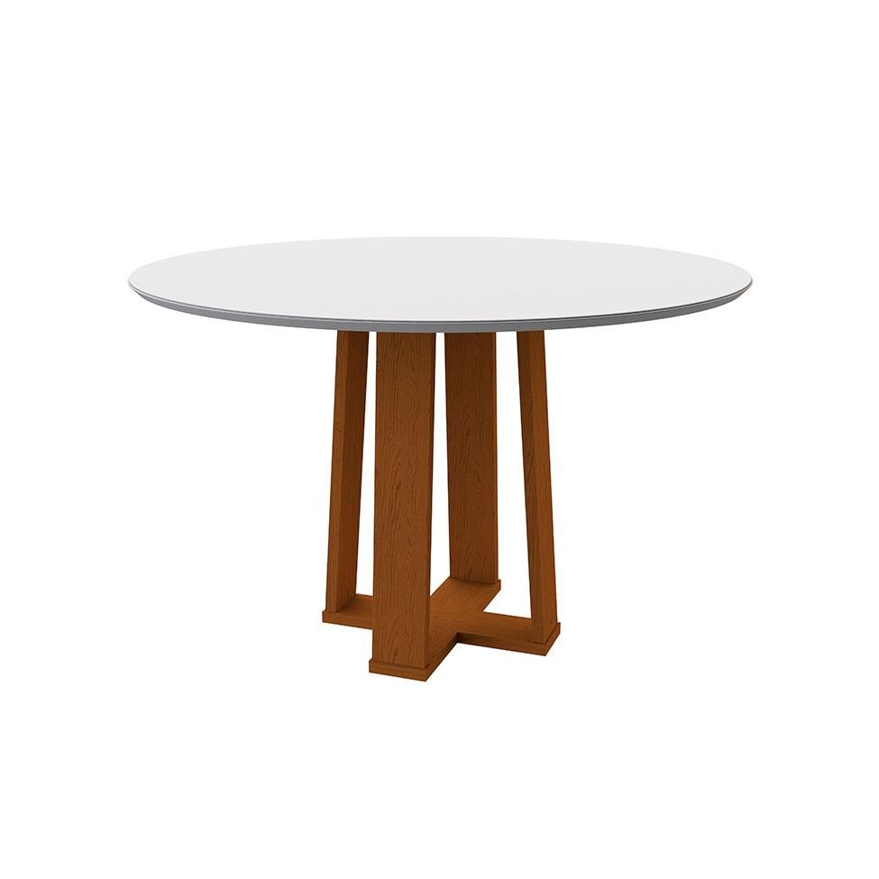 Mesa de Jantar Redonda com Tampo de Vidro Isabela Off White e Ype 117 cm em Oferta na Shopee