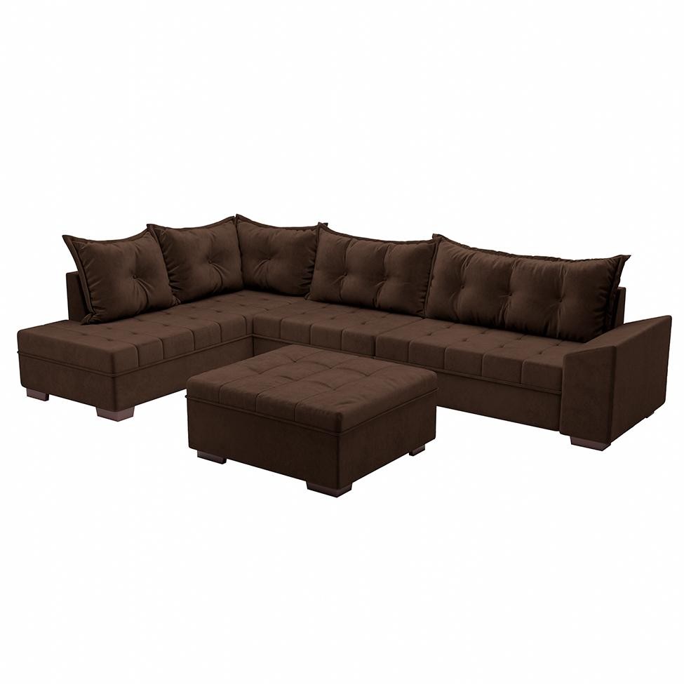Sofá de Canto Itapema Veludo Café em Oferta na Shopee