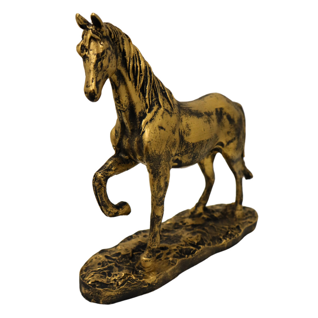 Estatueta Cavalo decorativa casa escritório mesa rack em Resina 18 cm Dourado em Oferta na Shopee