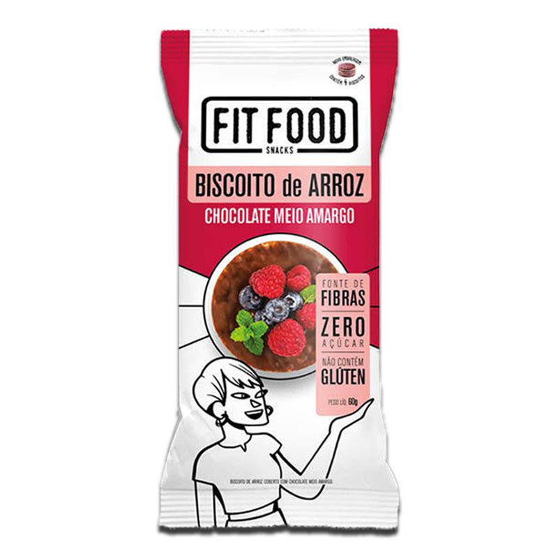 Biscoito de Arroz Choc Meio Amargo FIT FOOD 60g