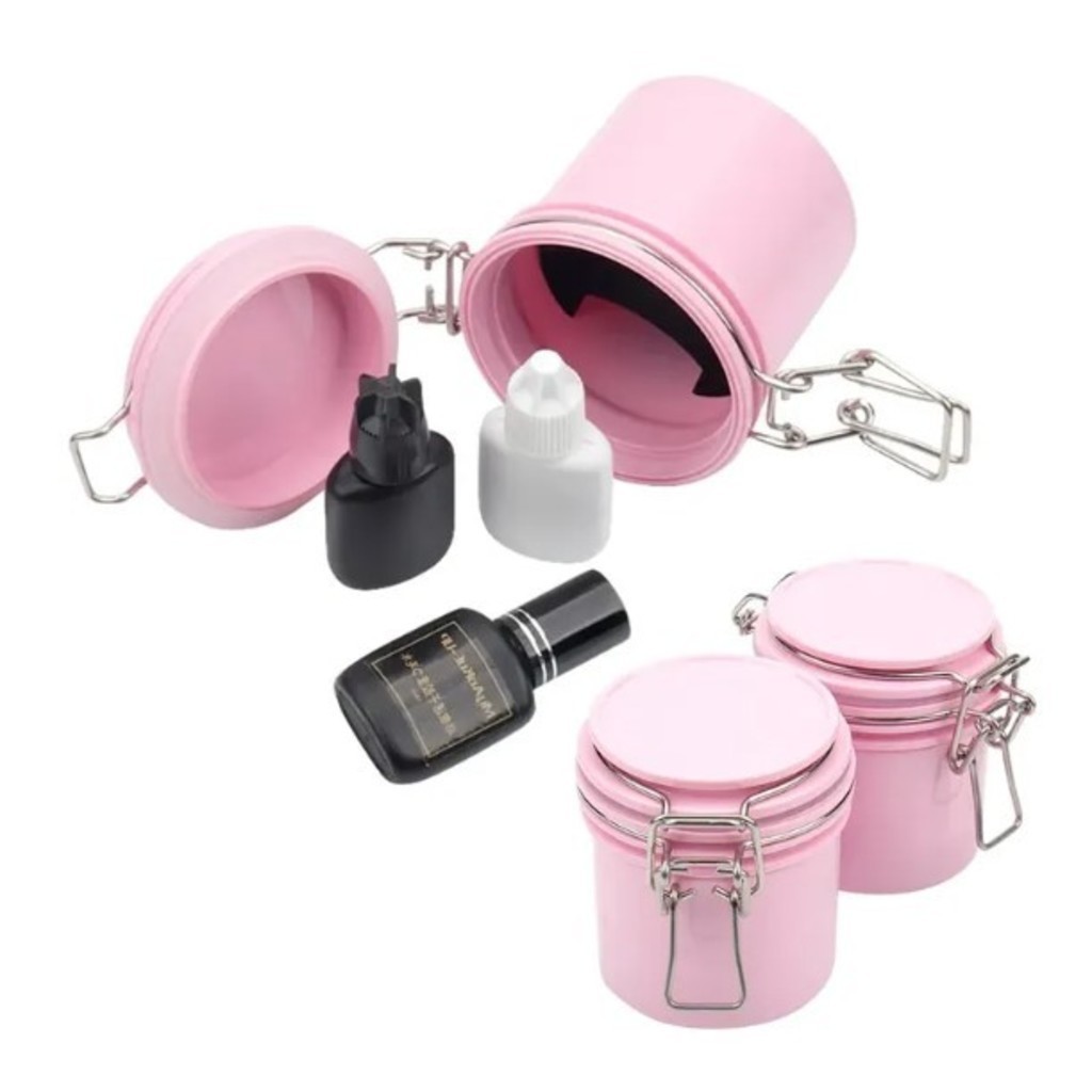 Pote Para Conservação De Cola Alongamento De Cílios Rosa E Preto em Oferta na Shopee