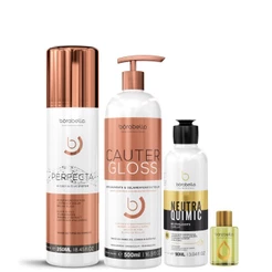 Kit Borabella Perfecta 12oils 250ml + Cautergloss 500ml + Neutraquimic 90ml + Oleo de Argan 7ml