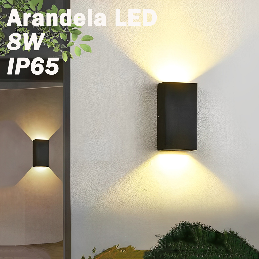 Arandela LED 8W IP65 2 Fachos Parede Externa Interna Bivolt Jardins