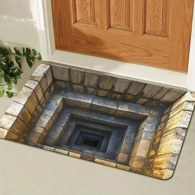 Tapete De Chão Com Furo Preto Visual 3D , Porta De Casa De Lama De Diatomáceas em Oferta na Shopee