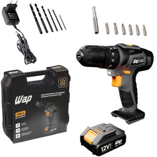 Furadeira Parafusadeira de impacto 3/8pol a bateria 12V com kit de brocas e bits - BPFI 12K4 - Wap em Oferta na Shopee