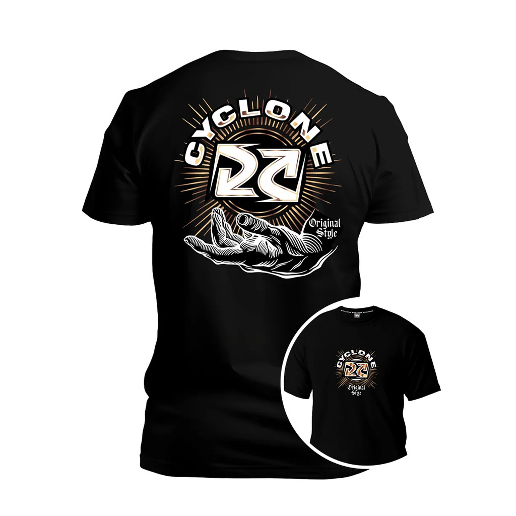Camiseta Masculina Oversized Preta Cyclone com Arte Estilo Moto e Streetwear Envio Imediato