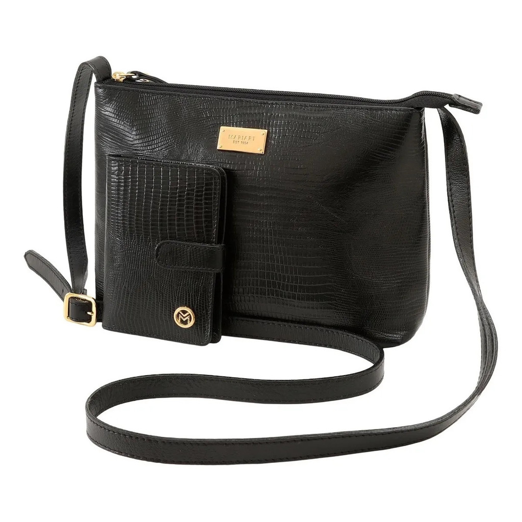 Kit Bolsa Transversal + Carteira De Couro Legítimo 2190+237