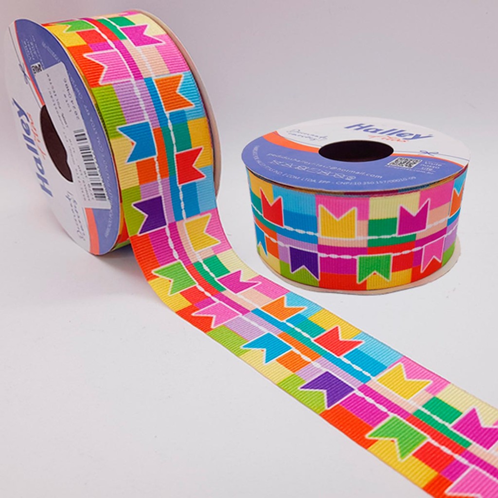 Fita Gorgurao Estampada Halley 38mm/nº9 - R:9432-Junina Bandeirinhas em Oferta na Shopee