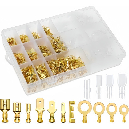 KIT 1050pçs Terminais Pá 2,8/4,8/6,3mm Macho Fêmea Isolados c/ Caixa Organizadora