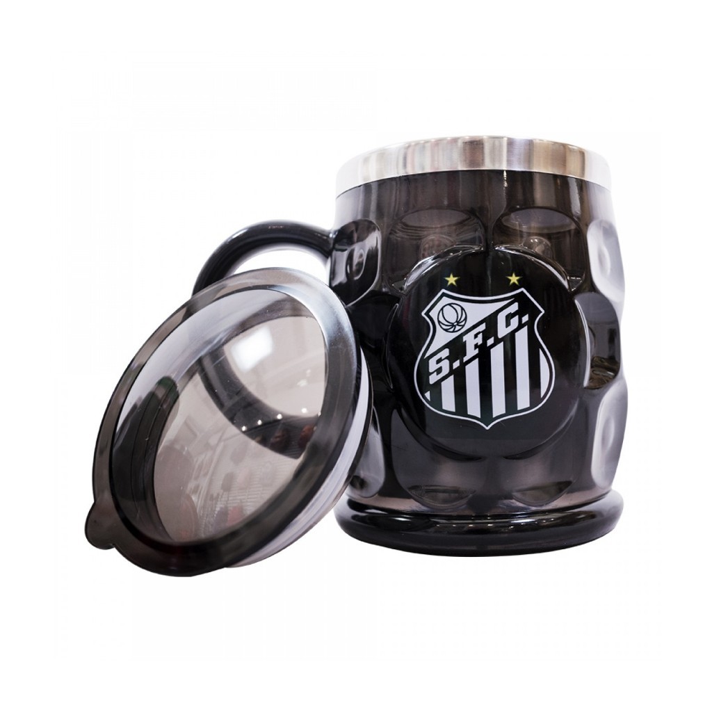 Caneca Térmica Com Tampa 500ml - Times Santos Peixe Presente