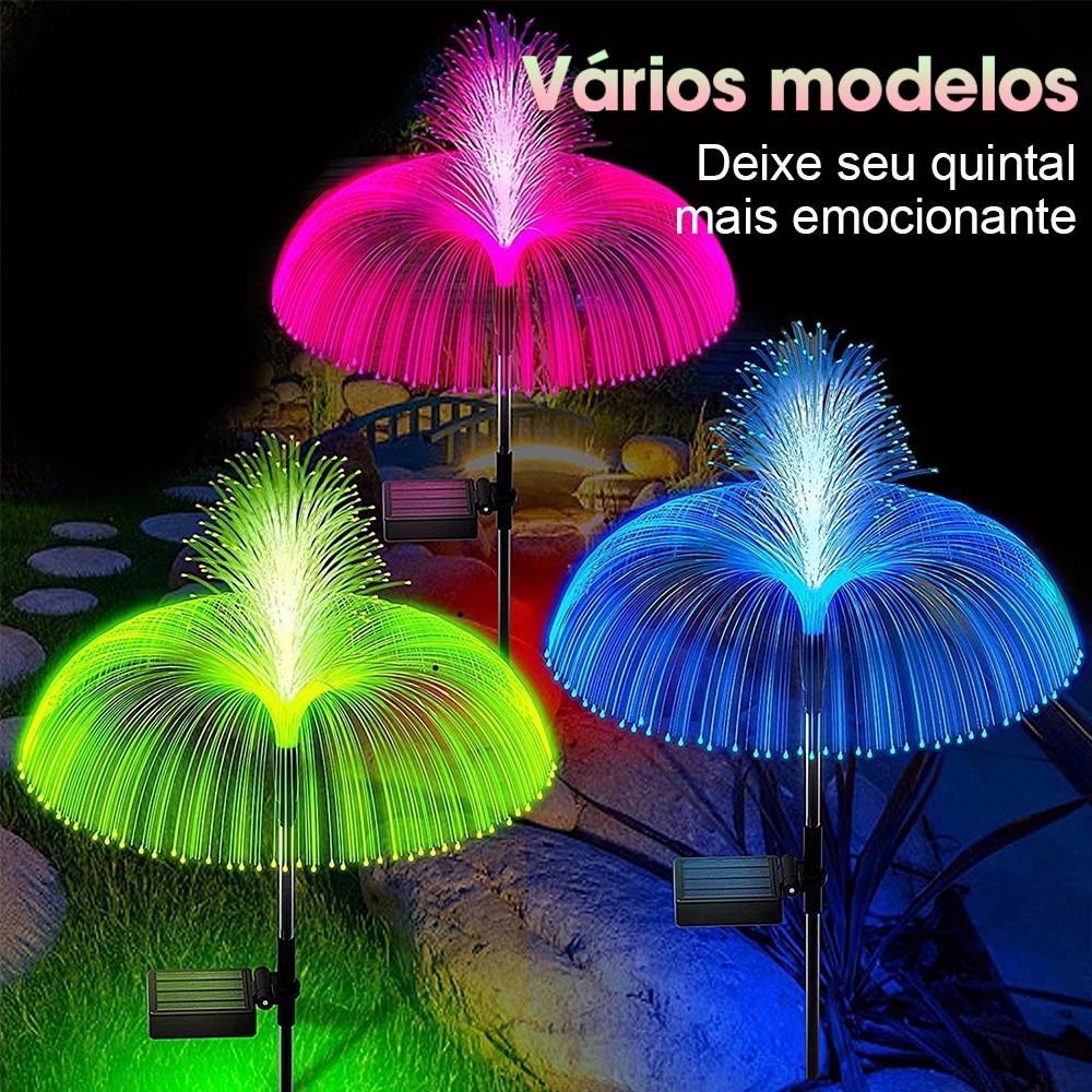 Flores Solares LED Que Mudam De Cor À Prova D'água Fogos De Artifício Ao Ar Livre Luz Solar De Água-Viva Natal