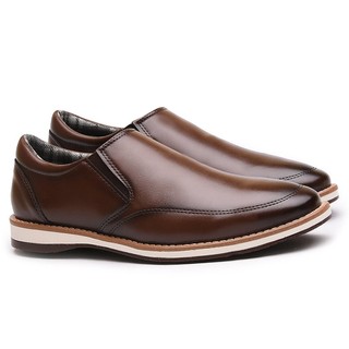 Sapato Social Masculino Versales Calce Fácil Sem Cadarço Elegante Elástico Lateral Marrom Preto