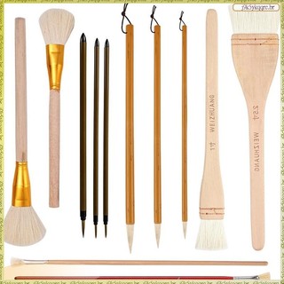 [Elqn] Conjunto De Pincéis De Esmalte De Cerâmica De 12 Peças Em Formatos Variados Para , Aquarela-Arte Com Cerdas De Lã