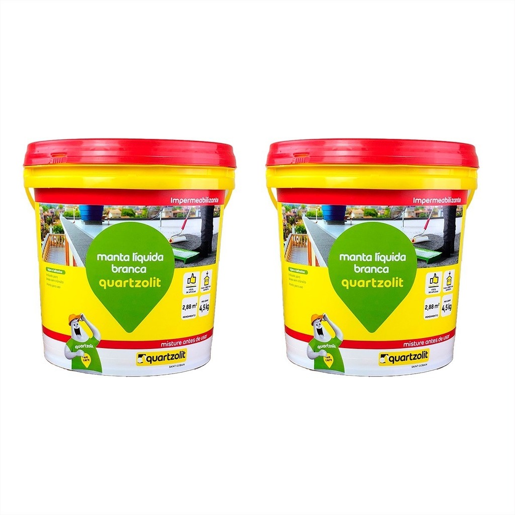 Borracha manta Liquida Quartzolit 4,5kg Impermeabiliza E Protege Branca Kit 2