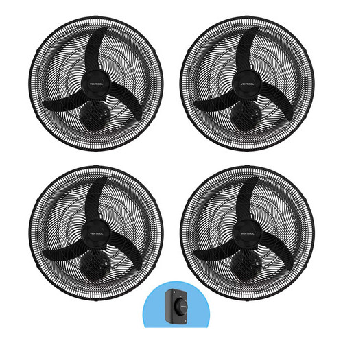 Kit 4 Ventiladores De Parede Potente 50cm Diâmetro Com 3 Pás P/ Igreja Academia Lojas Preto Ventisol em Oferta na Shopee