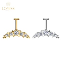 Lomiss Piercing Helix Tragus Conch Labret Aço Cirúrgico 5 Strass Indiano