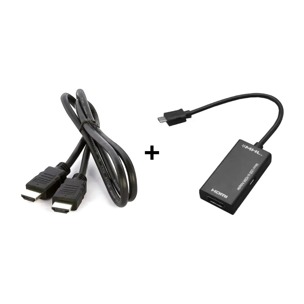 KIT Adaptador HDMI Para Colocar Celular Na TV + Cabo HDMI 1 Metro MHL V8 Micro USB