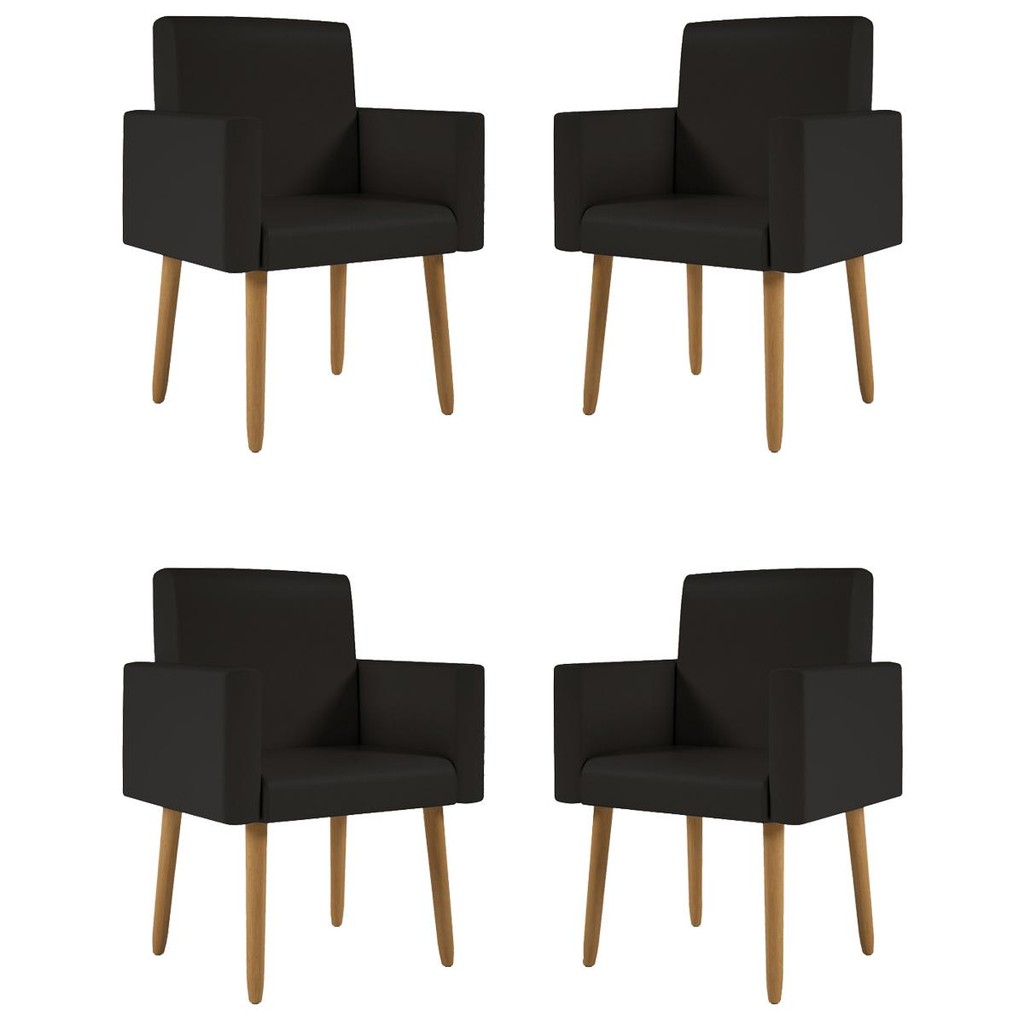 Kit 4 Poltronas Nina Decorativa Recepção Sala Oferta Courino em Oferta na Shopee