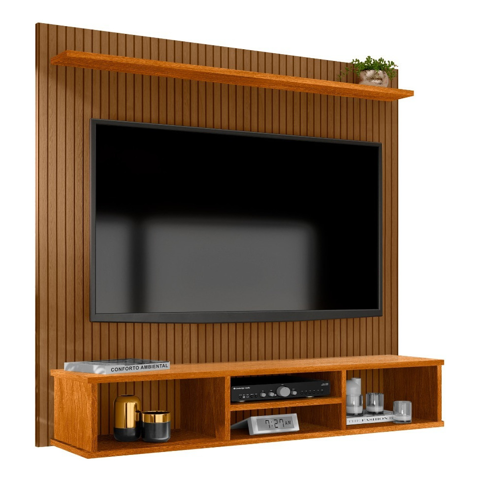 Home Painel Simples Tv 50 Pol Ripado Com Nicho - Offwhite