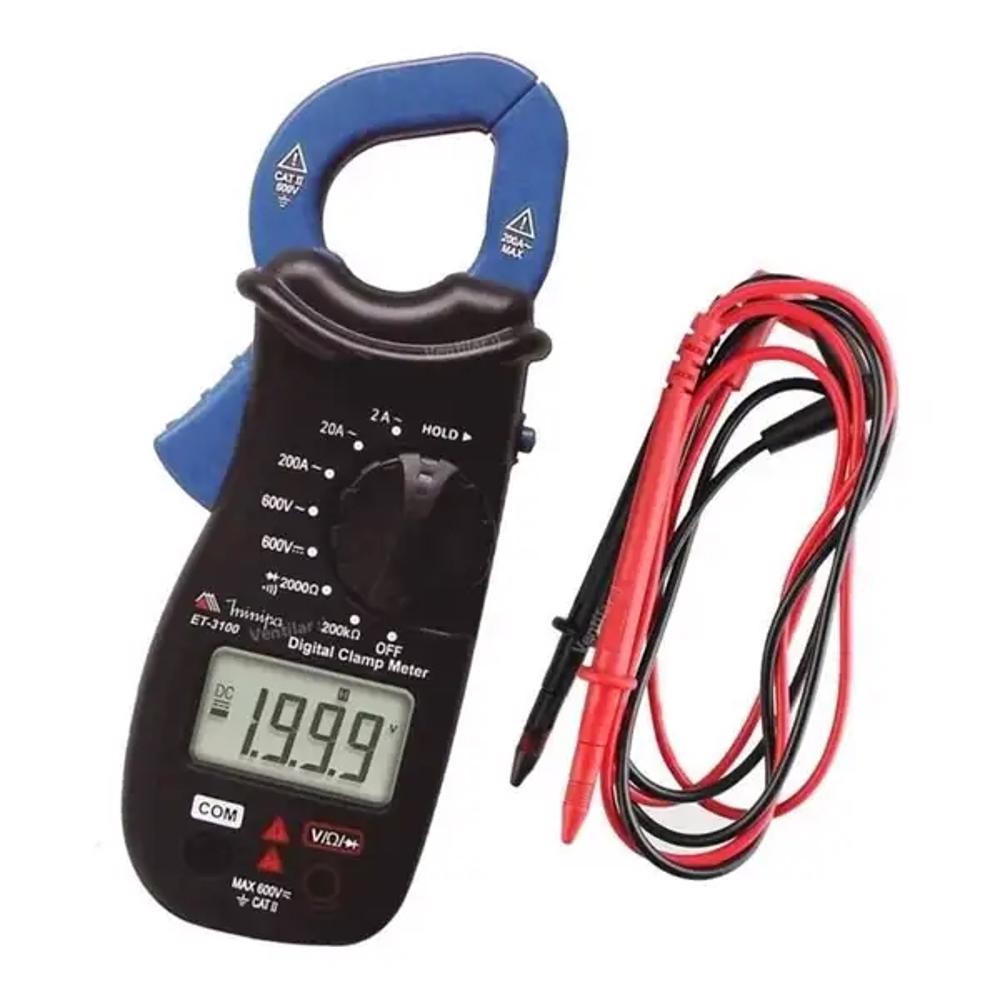 Alicate Amperímetro Digital 27mm Medir Testar Corrente Elétrica ET-3100 ACDC Profissional Portátil em Oferta na Shopee