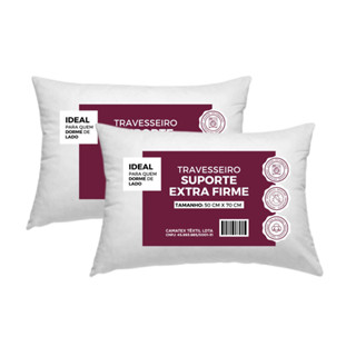 Kit 2 Travesseiros 50x70 Suporte Extra Firme Fibra Siliconada percal 100% Algodão em Oferta na Shopee
