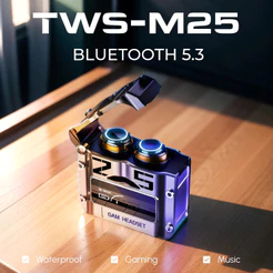 Novo TWS M25 Fone De Ouvido bluetooth 5.3 Sem Fio À Prova D'água 9D Stereo Sports Earbuds LED Microphoe