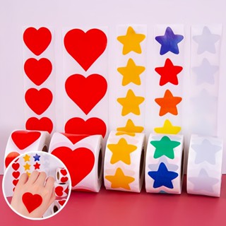500 pçs/rolo colorido estrela adesivos incentivo louvor adesivos auto-adesivo amor coração adesivos de vedação TZ090 em Oferta na Shopee