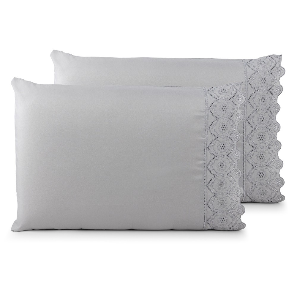 Par de Fronhas com Bordado Inglês Percal 300 Fios 50x70cm Napoli em Oferta na Shopee