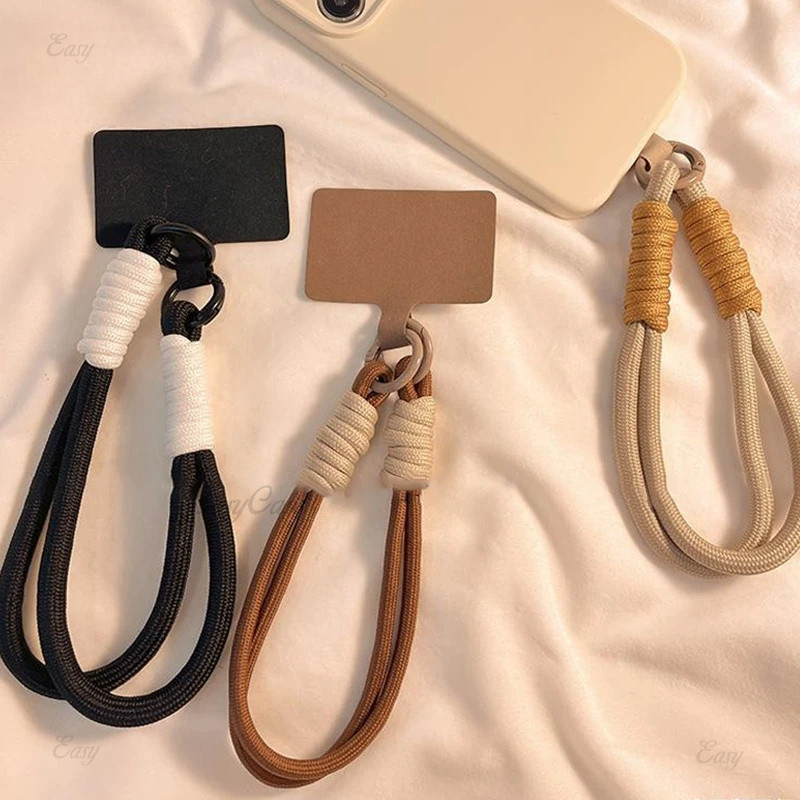 Anti-Perda Pulseira Curta Pingente INS Estilo Trança Cordão Do Telefone Móvel Cor Sólida Cinta Pendurado Corda Com Espaç em Oferta na Shopee