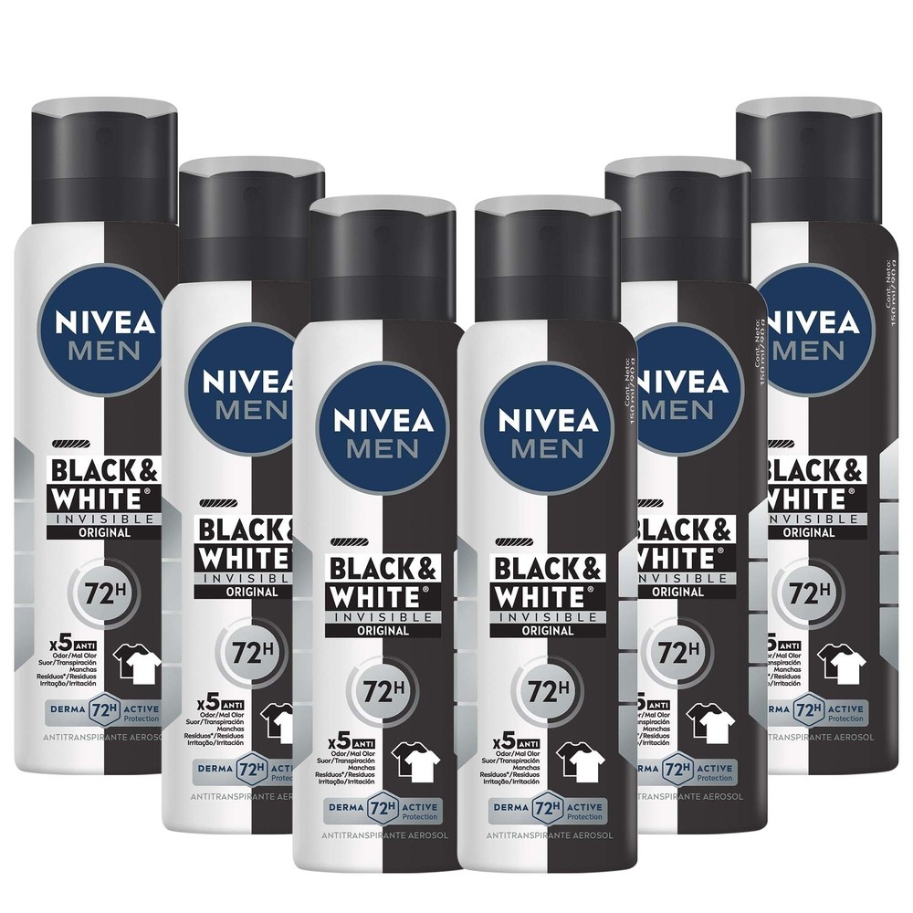 Kit 6 un Desod Aero Nívea Masculino Invisible B&W 150ml em Oferta na Shopee