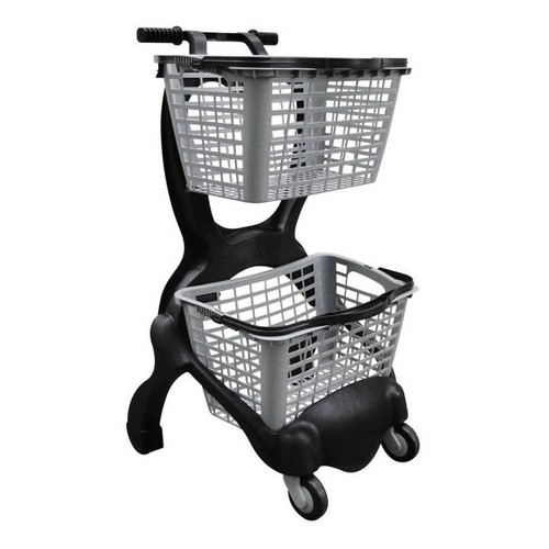 Kit 3 Carrinhos Plástico Ecoflex P/ Compras Duplo Cesto 25 Litros Resistente Reforçado Lojas Mercado em Oferta na Shopee