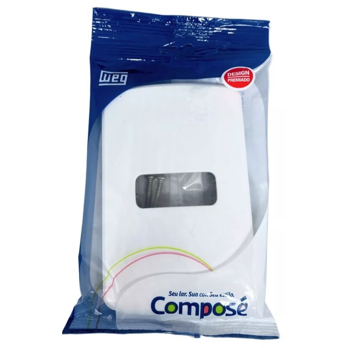 Placa 4x2 1 Posição Com Suporte Weg Composé cor branco