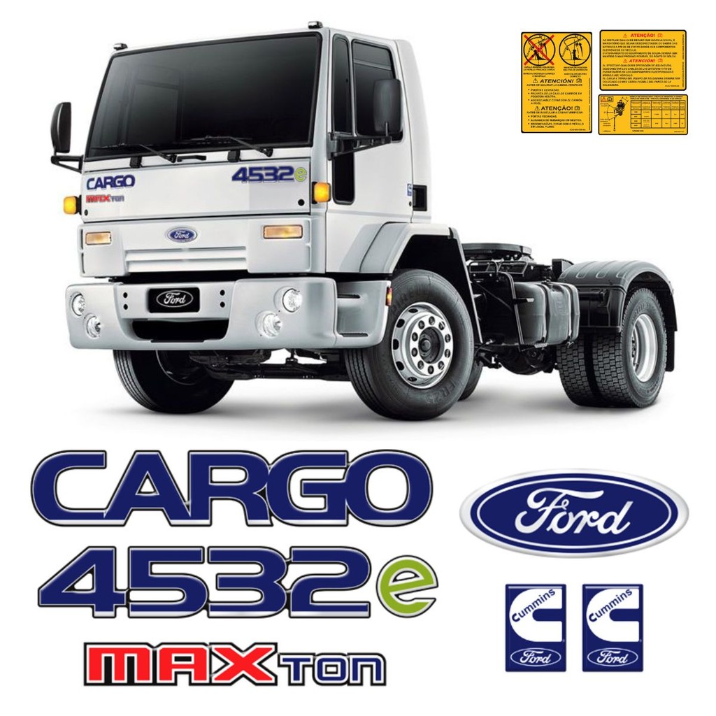 Kit Emblemas Cargo 4532e Max Ton Cummins Caminhão Ford