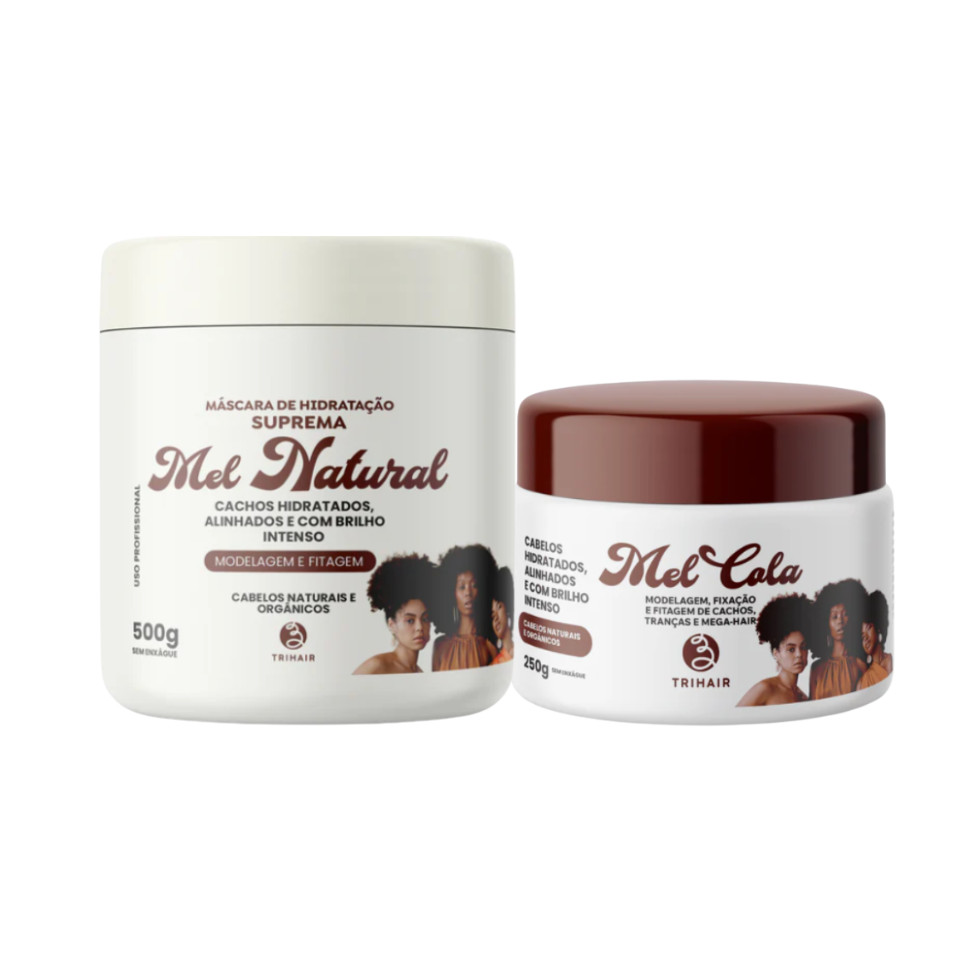 KIT MÁSCARA HIDRATAÇÃO MEL NATURAL + MEL COLA 250G TRIHAIR