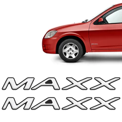 Par de Adesivos Maxx Emblema Lateral P/ Corsa, Prisma, Celta