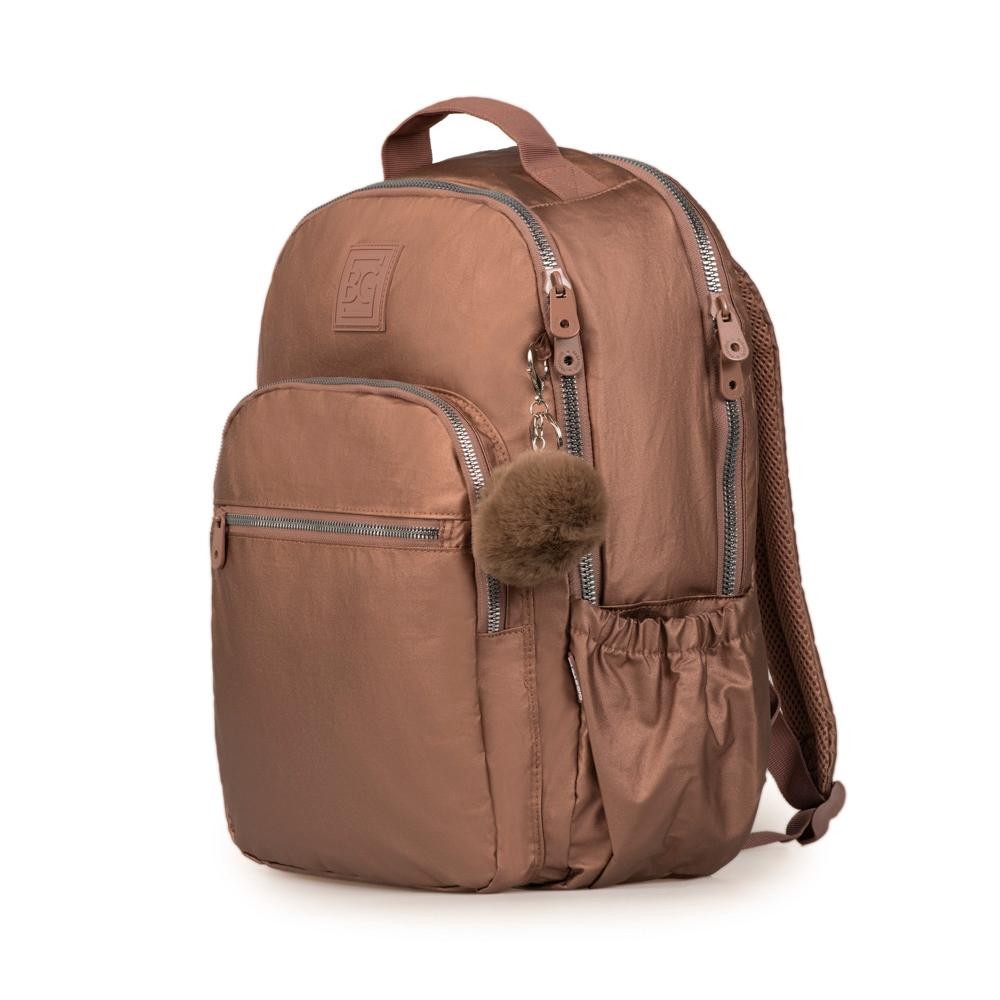 Mochila Escolar Juvenil Feminina Perolada Marrom — imagem 2 de 2