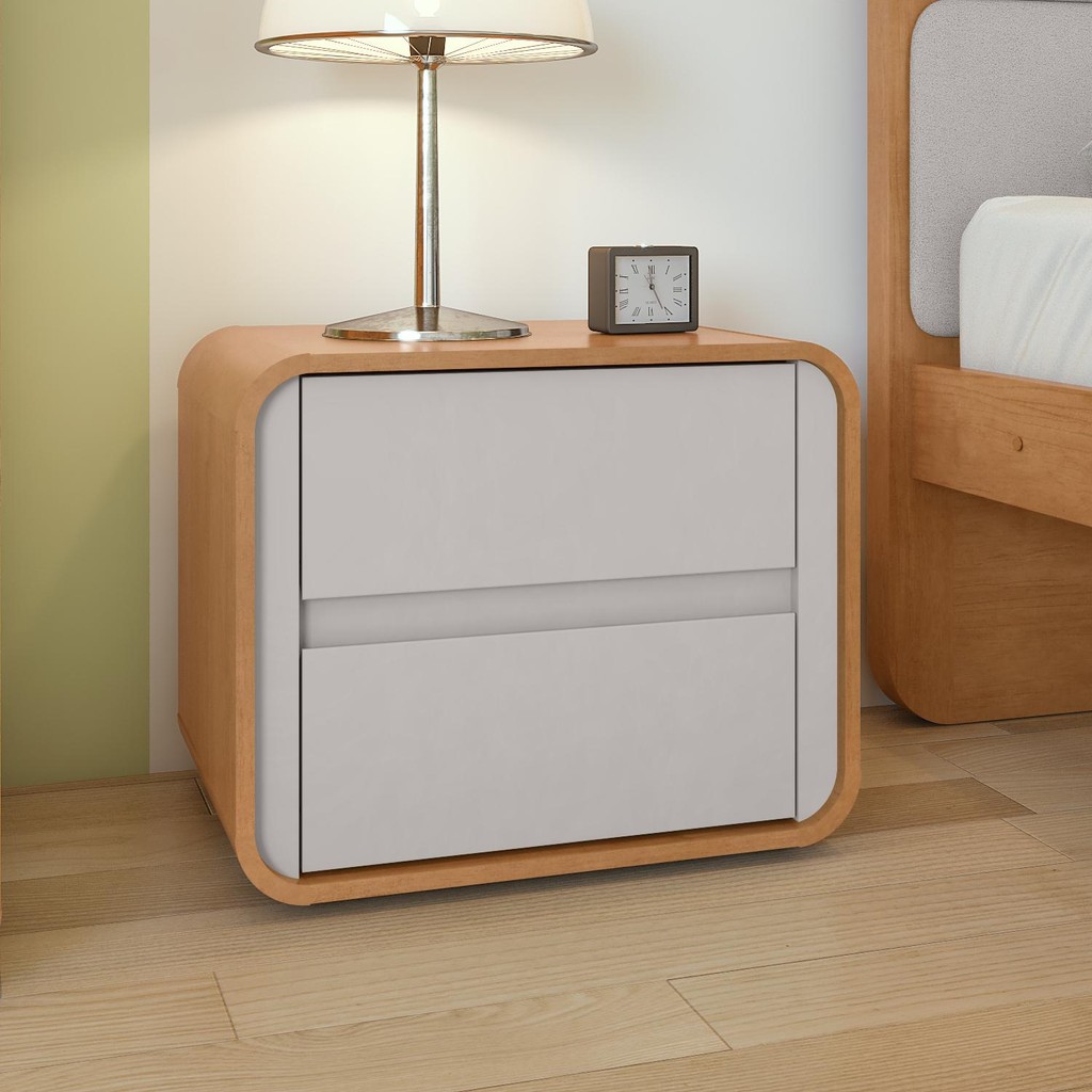 Mesa De Cabeceira Easy Like  Amendoa Clean/Off White - Home & Living