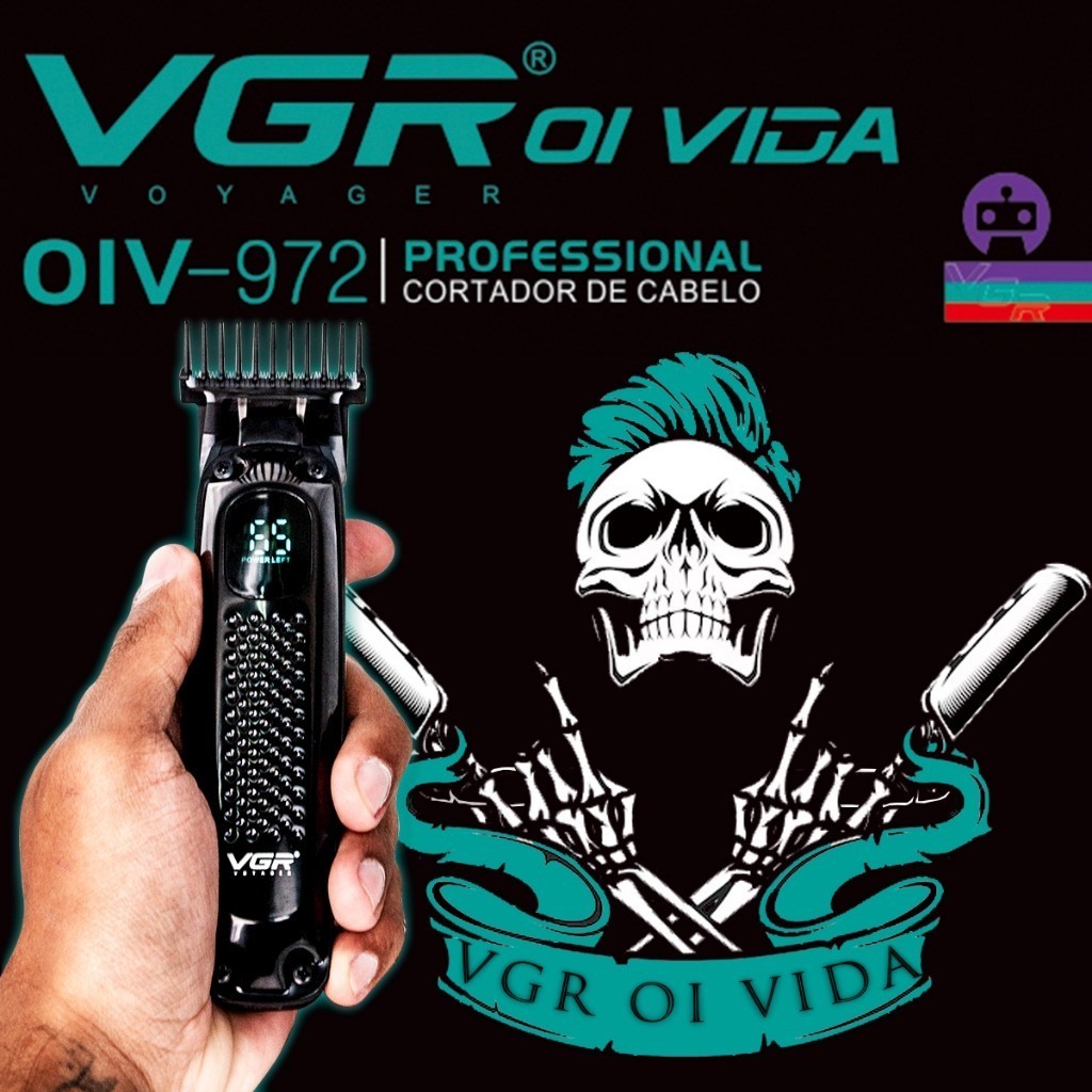Cortador De Cabelo Profissional Vgr Bivolt Led LCD 4 Pentes Barba Cabelo Barbeiro Sem Fio Multiuso