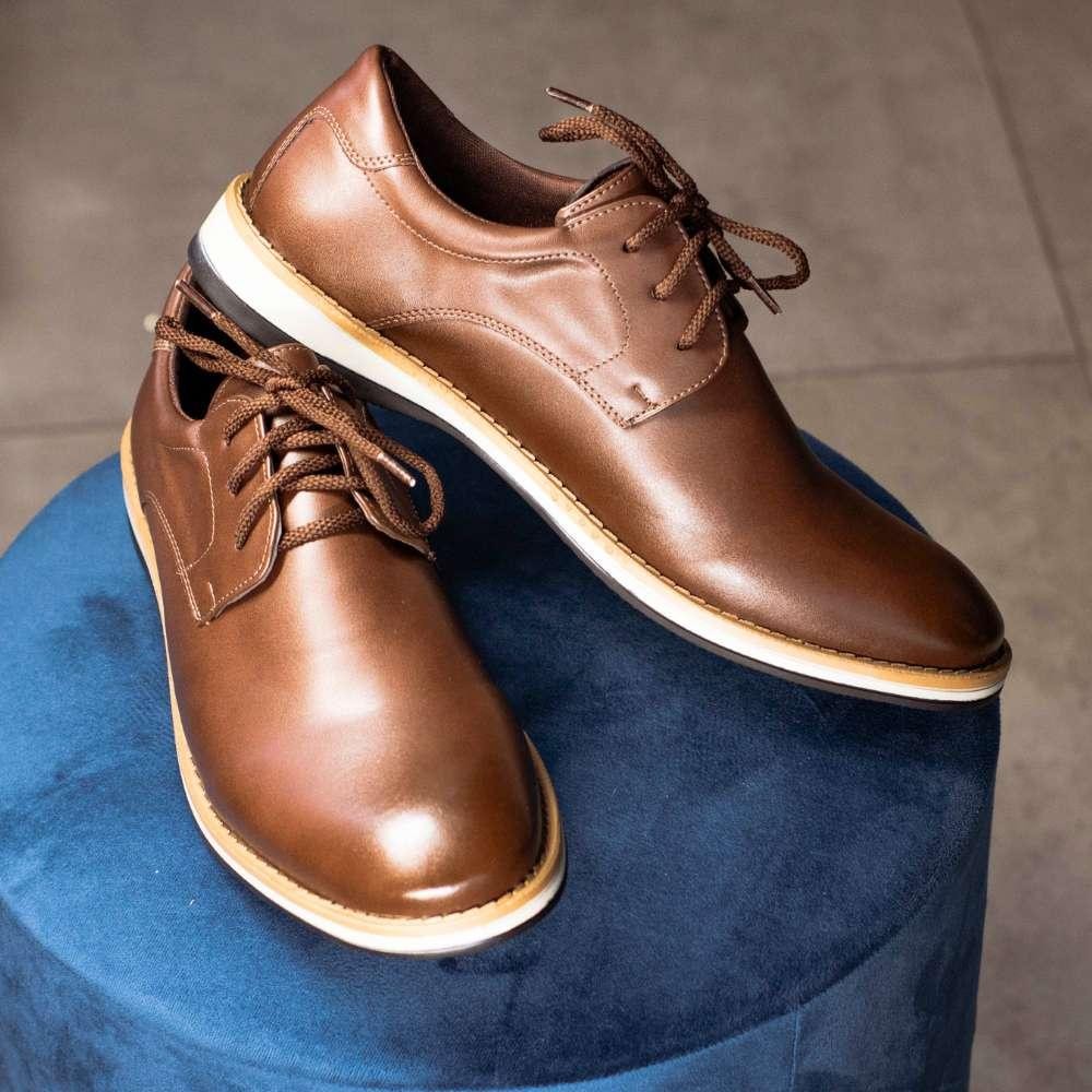 Sapato Masculino Derby Casual Confortável Elegante Cadarço Preto Marrom Trabalho — imagem 2 de 2