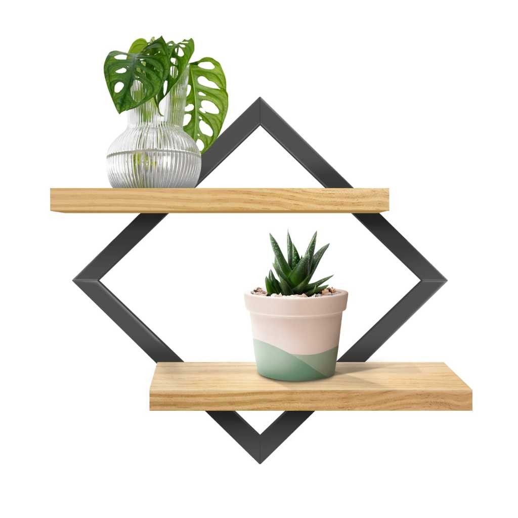 Quadro Decorativo Com Prateleira Dupla Nicho Com Moldura