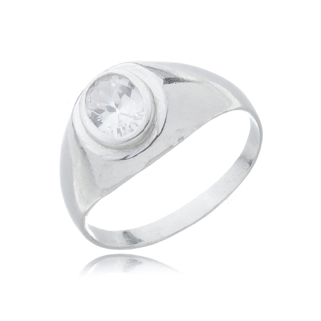 Anel Sinete em Prata 950 com Pedra Oval Cristal Elegância e Exclusividade