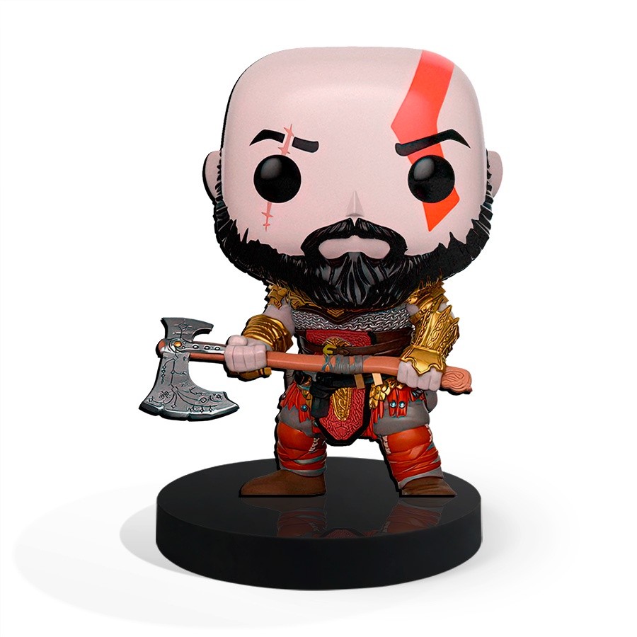 Totem Pequeno Boneco Kratos God of War 7cm + Base